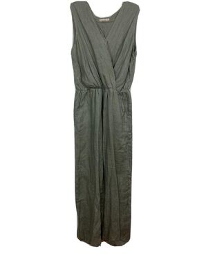 Anna Melani- Sleeveless Olive Green Linen Jumpsuit